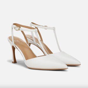 Naturalizer Astrid T-Strap Pointy Pump White Leather 7.5